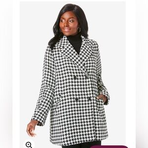 Jessica London Houndstoothth print peacoat, NWOT, 28W